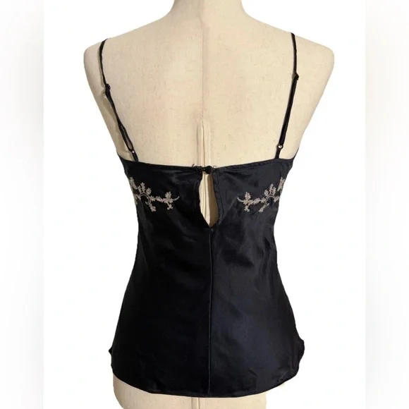 Black Cami Camisole Top Floral Embroidery - Picture 3 of 5
